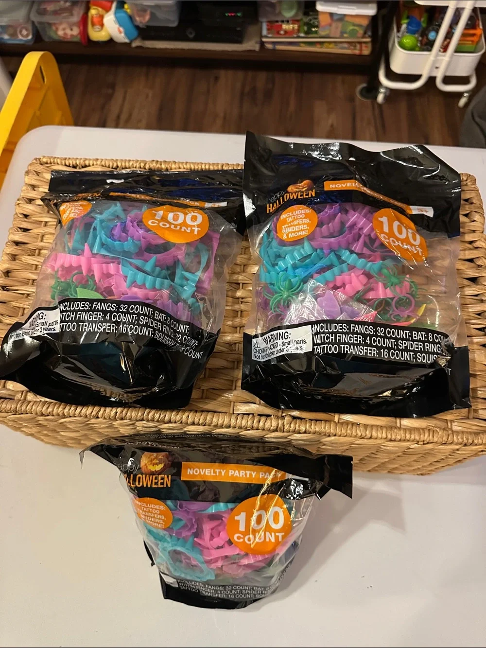 Halloween Novelty Party Pack - Pink, Teal, Yellow.  300 pieces in total!